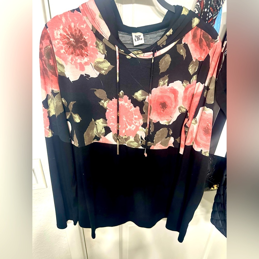 Sew in Love Light Weight Floral Hoodie